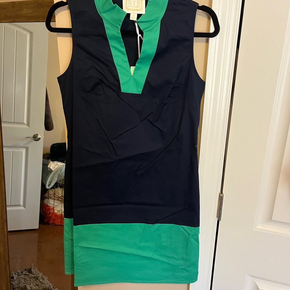 Sail to Sable Navy and Green Mini Dress